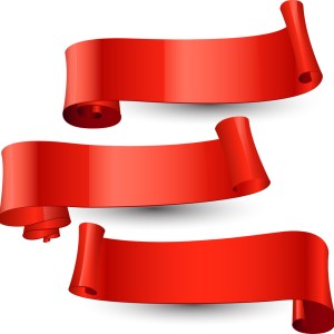 طرح لایه باز وکتور مجموعه 3 عددی روبان قرمز