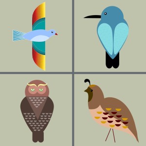طرح لایه باز مجموعه 4 عدد پرنده با کیفیت بالا