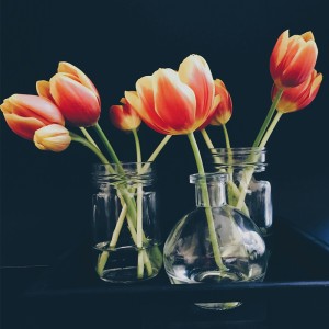 عکس گلدان پراز گل با گلدان شیشه ای با کیفیت بالا