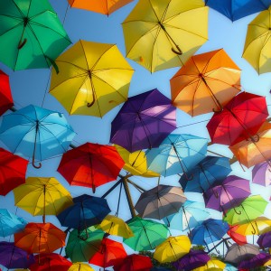 عکس چترهای رنگی متصل به هم با کیفیت بالا